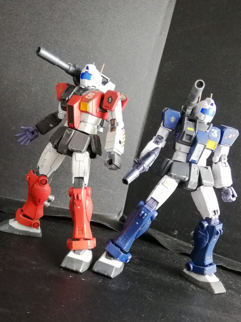 色変えしてコンビっぽくしてみました。ジムキャノン配備から終戦まで一ヶ月くらいでしょうけど、ちょっと汚しました。