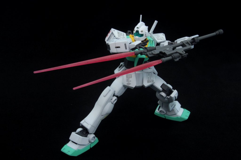 ## ビームスピア
ビームスピアは『1/144 システムウェポン007』から拝借。
シナンジュのバズーカとビームスピアが入ってるやつですね。

ジムストライカーから持ってきても良かったのですが、完全にアイデンティティを失ってしまいそうだったので…

トップコートのみで十分だと判断したので、トップコートのみの簡単フィニッシュで対応。