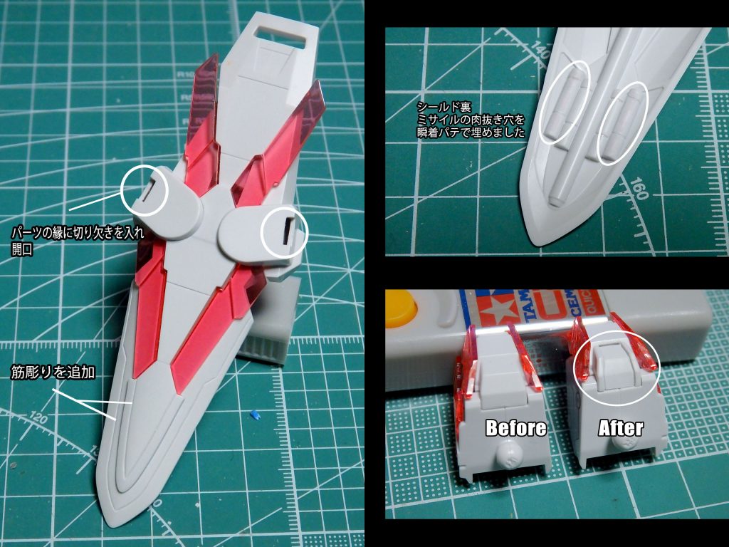 *~COLORING DATA~*
〔(C)→Mr.カラー (G)→ガイアカラー (T)→タミヤカラー〕
装甲白=ニュートラルグレーⅠ(G)
装甲グレー=グレーFS36320(C)+ライラック(C)少量
アンテナ=橙黄色(G)
腹部、シールド裏ミサイル赤=MSレッド(C)
コアファイター青=MSブルー(C)
コアファイター黒=ミッドナイトブルー(C)
コアファイターキャノピー=蛍光ブルーグリーン(G)
額、腰部、足部=ティターンズブルー2(C)+ミッドナイトブルー(C)
機体フレーム=Mr.フィニッシングサーフェイサ― 1500 ブラック→焼鉄色(C)
機体フレームシリンダー=チタンシルバー(T)、チタンゴールド(T)
サイコフレーム=Mr.フィニッシングサーフェイサ― 1500 ブラック→スターブライトアイアン(G)
頭部メインカメラはキット付属のシールをそのまま、ツインアイは発光部分のみを切り貼りしています。
ここまでご覧いただきありがとうございました!^^
もしよろしければいいね(gandam-hand2)やコメントなどよろしくお願いします(iori_sei)
過去作へのいいねやコメントなどもお待ちしています!
それでは、また次回作にてお会いいたしましょう^^