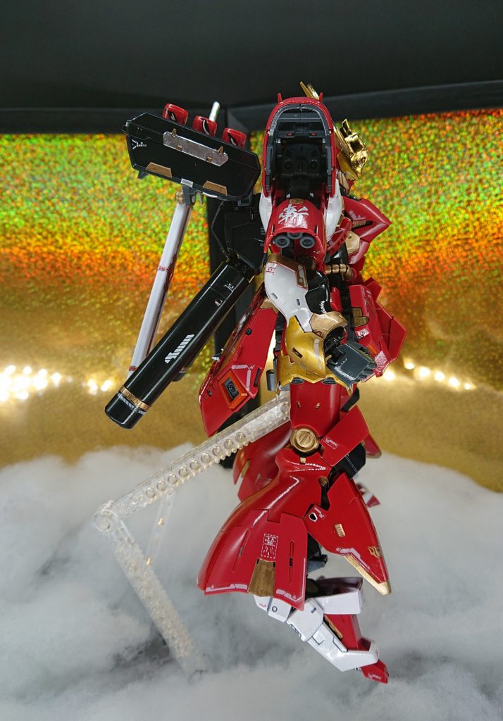 【武者漣飛威 横】
刀の使い手なので、肩鎧にも「斬」の漢字デカールを貼って雰囲気作り。