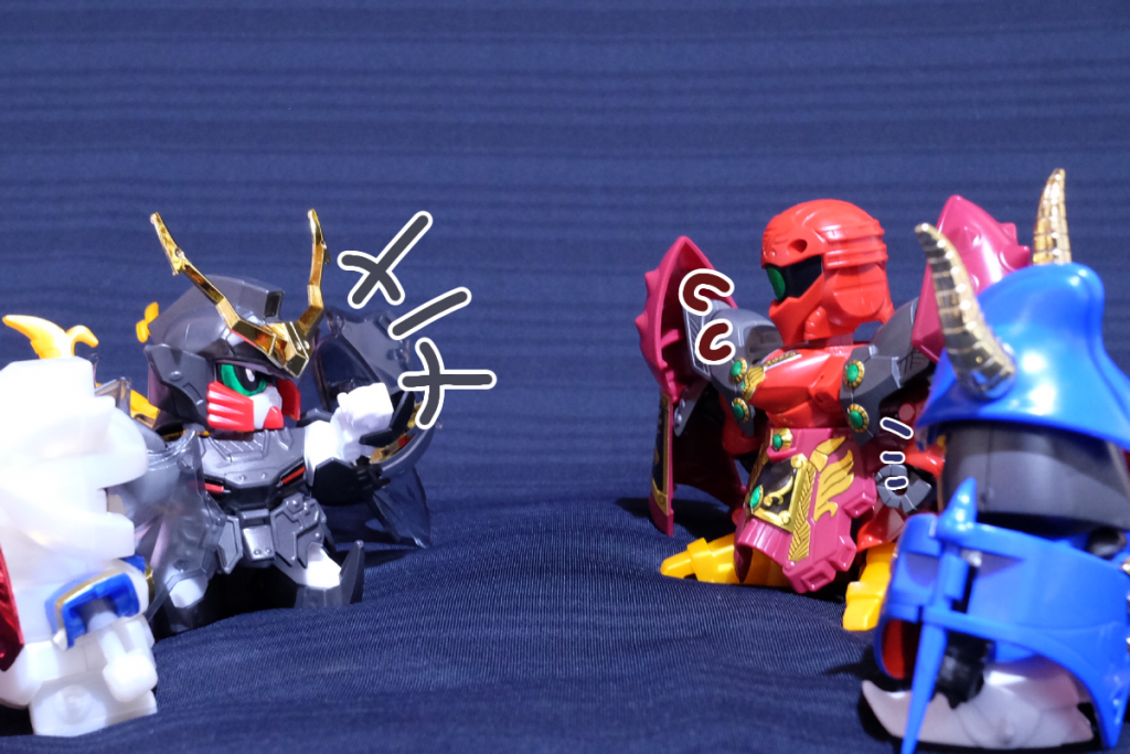 司馬懿：…す、すまなかった
武者デス：いんやー平気だよ、このくらいなら全然平気
ワカ：ケガはしてなかったですぅ！
サタン：なに、無傷だと？