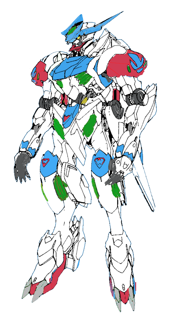 色塗り替えただけ。あと、前にバエル作った時に気になった関節の緩さを改善した程度。