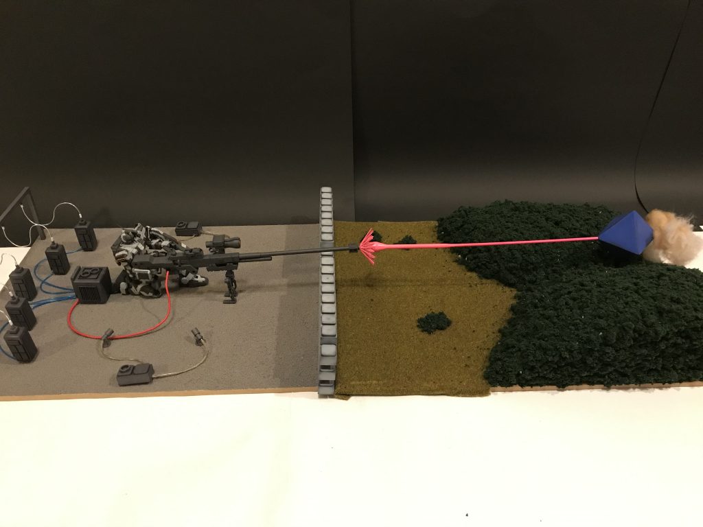 反対
ラミエルとの距離があるのでビームは5ミリから3ミリに落としています。
わかりづらいですが。