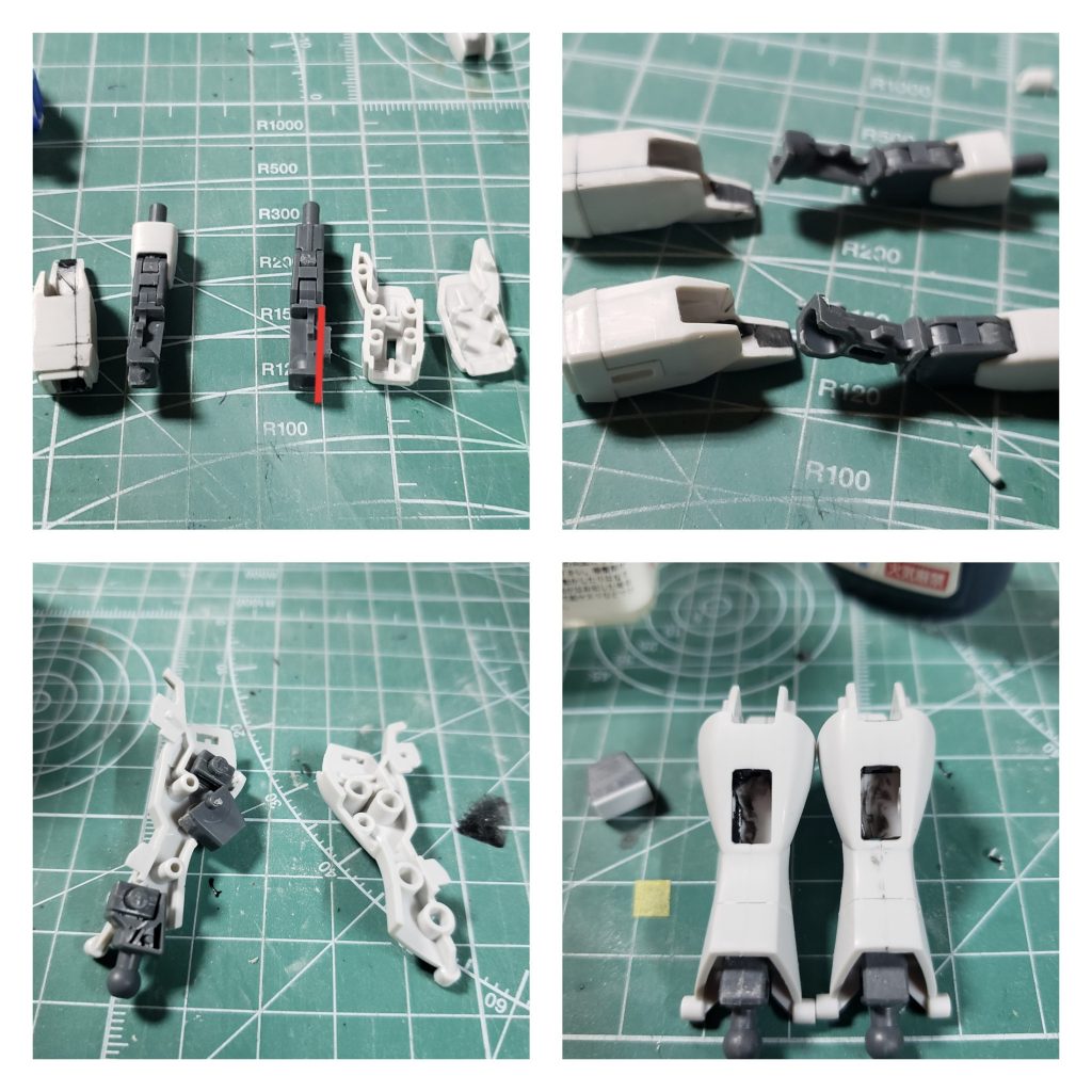 腕と脚部の合わせ目消しに後ハメ加工