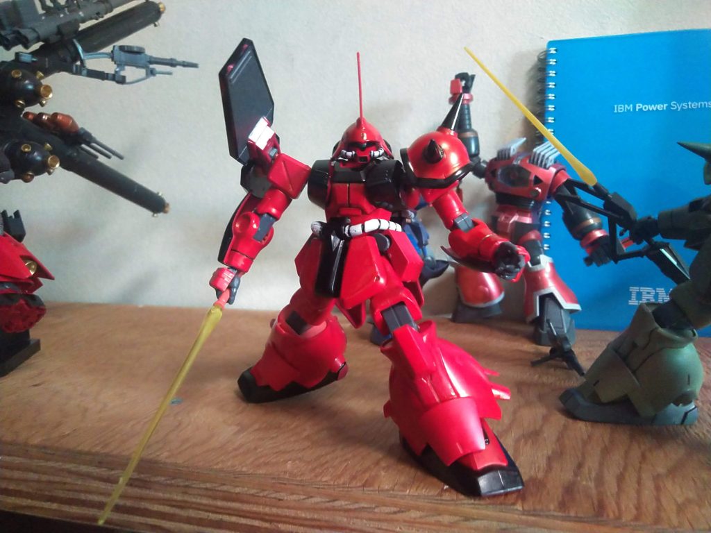 レジオン風塗装版マラサイ。この機体が素体となっております。スターク・ドミンゴとは似ても似つかぬこの姿。ここから、スターク・ドミンゴへと繋がっていくのですのですが、これが物凄いすごい回り道となりました。