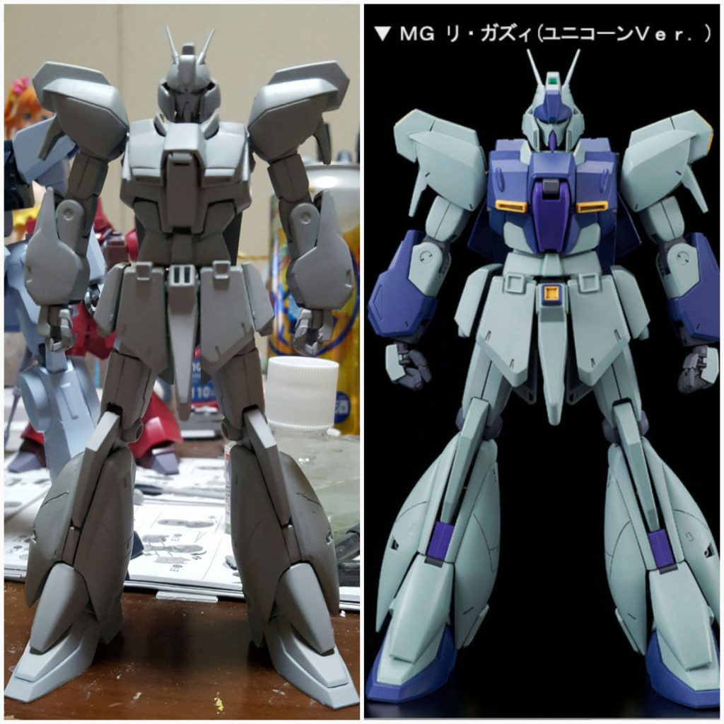 最終的に、腕の延長追加改修してｻﾌ入れ、とりあえずMGのﾘｶﾞ・ｽﾞｨと比較