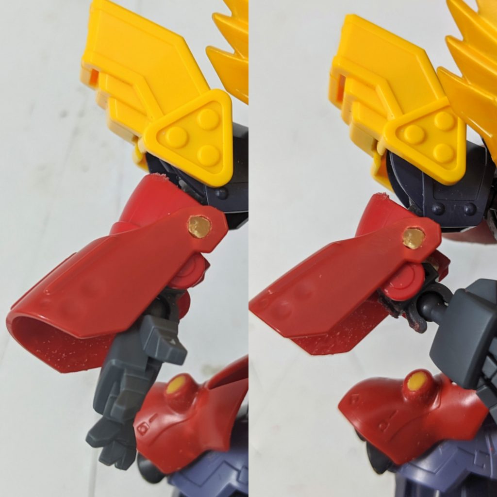 ナイチンのモモパーツと肩アーマーを組みあわせて腕装甲に。無駄に動く( ﾟ∀ ﾟ)