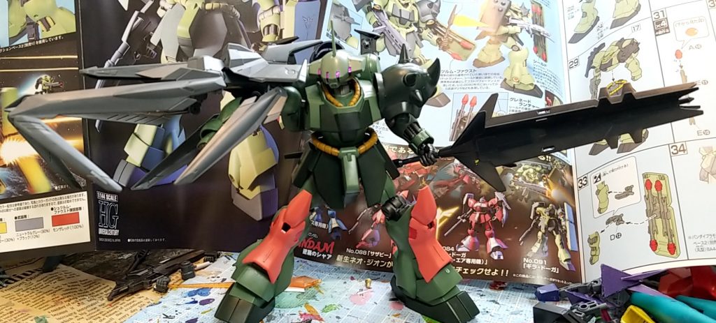 塗装前
使用したのは
HGUCギラドーガ
ノーネイムライフル
バルバトス・ルプスレクスのメイス
ガーベラテトラの脚部パーツ
ストライカージンクスの頭部追加パーツ