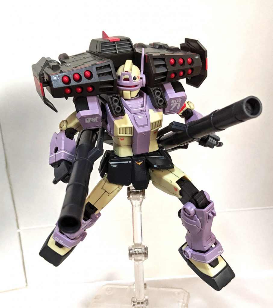 以上、ジム・インターセプトカスタム（フェロウ・ブースター装備）でした
　念願のフェロウ・ブースターがキット化された事で理想のインターセプトカスタムが作れるようになったのは本当に嬉しかったです
　造形も良くできており保持力もそれなりにしっかりしてる為問題無く動かせるのも良い所だと思いました