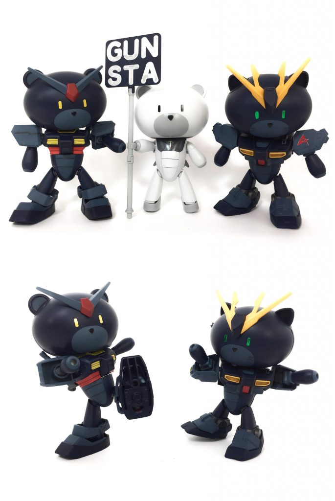 なるべく普通のプチッガイと並べられるように等身を合わせました。
上半身、下半身が動くのでプチッガイよりも表現力があります(^^)