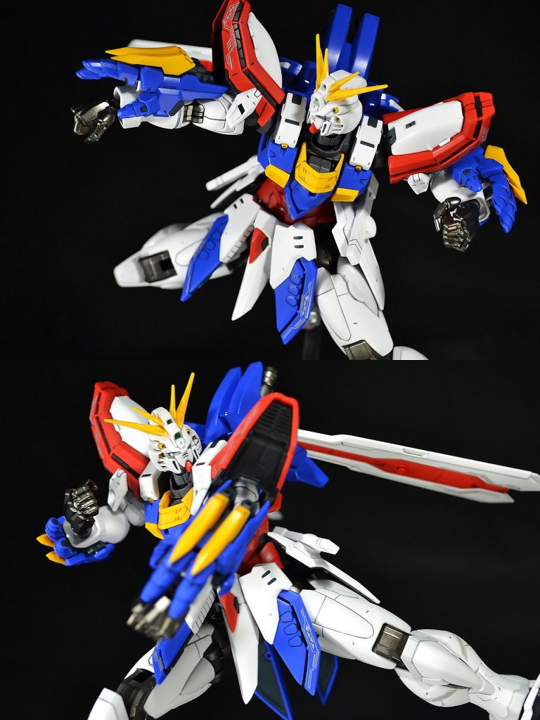 ウイングガンダムやガンダムエックスは骨太に作画されるケースが多かったのであちらはともかく、やっぱゴッドにこんなゴリラ感は印象無いかな～と何度でも言います(笑)

あるいはシャイニングガンダムだったらニュータイプ誌のカトキイラストがあるのであの延長でデザインすればまだ納得できたかもしれない。