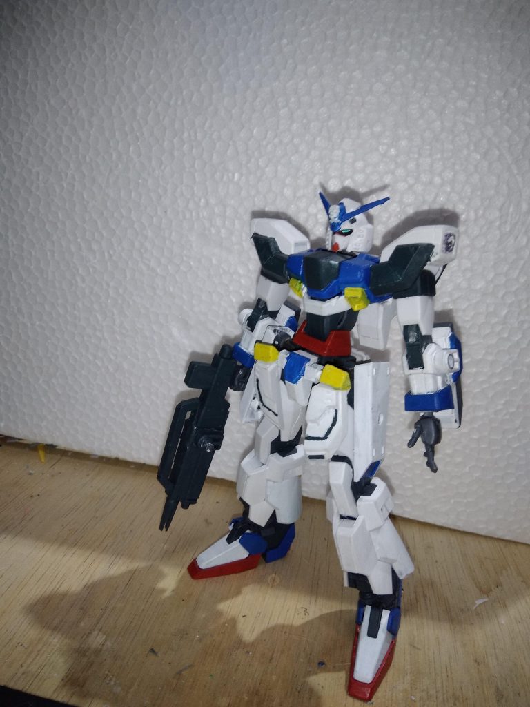 ではまず本体のストラテスから
武装は
ビームライフルⅢ
椀部ガトリング
頭部バルカン砲2問ととてもシンプルです
ビームライフルⅢはビームライフル