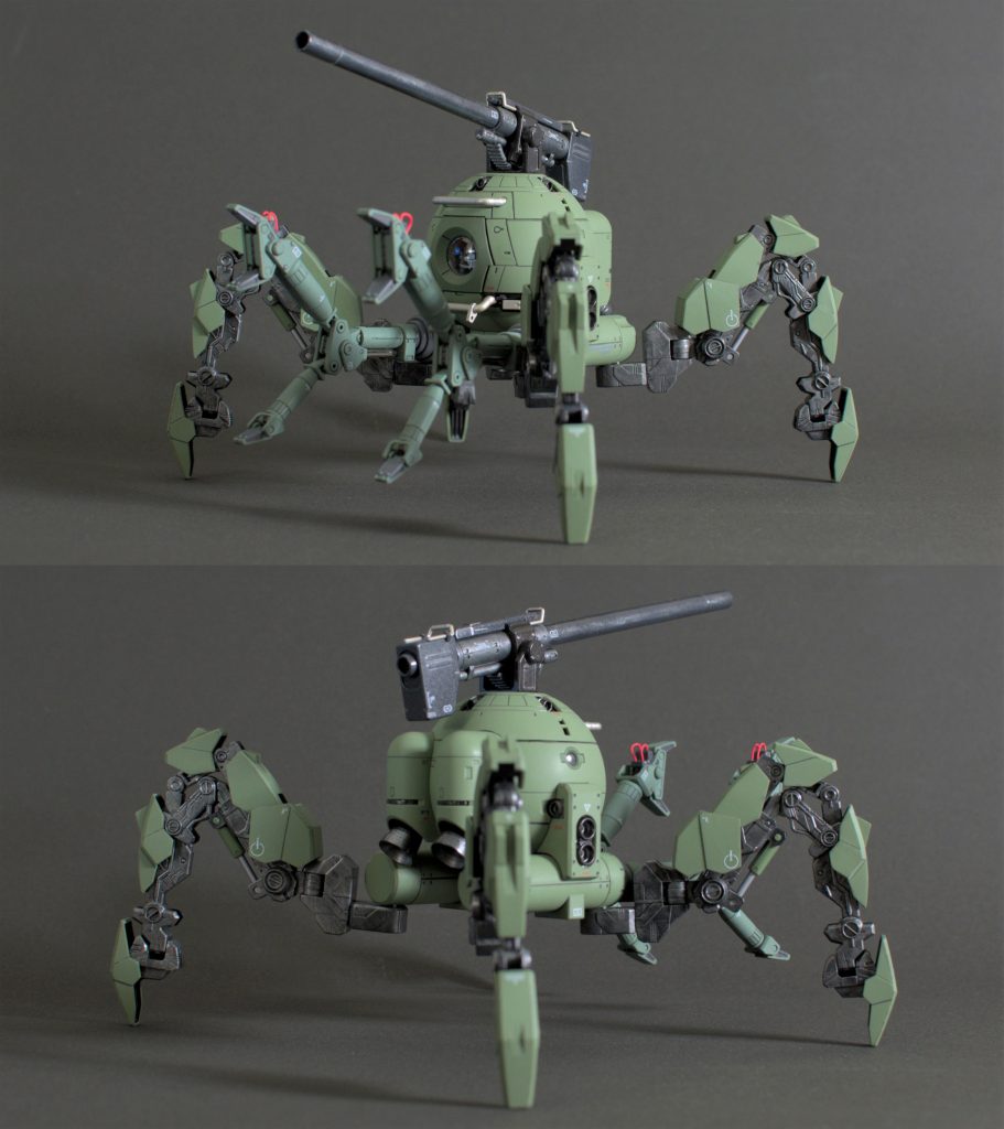 緑の外装は未塗装ですが、ちらっと見える内側はメタリックブラックで塗装しました。メリハリがついたと思います。