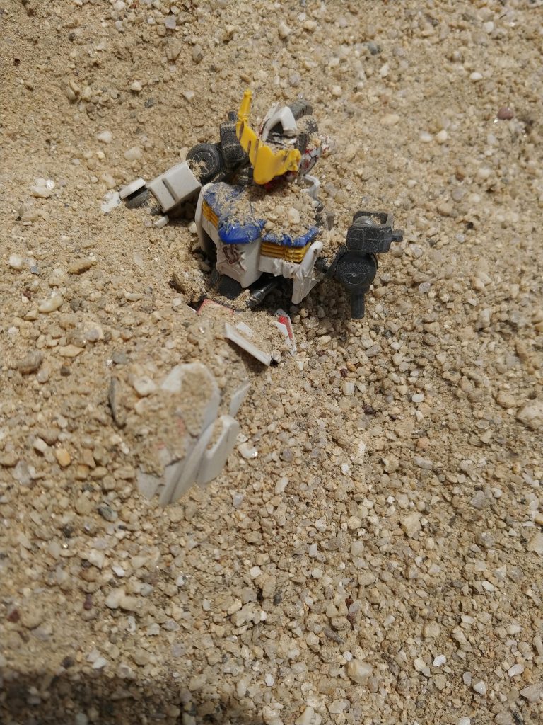 一方の角を切り落としているので砂に埋もれさせると結構映える