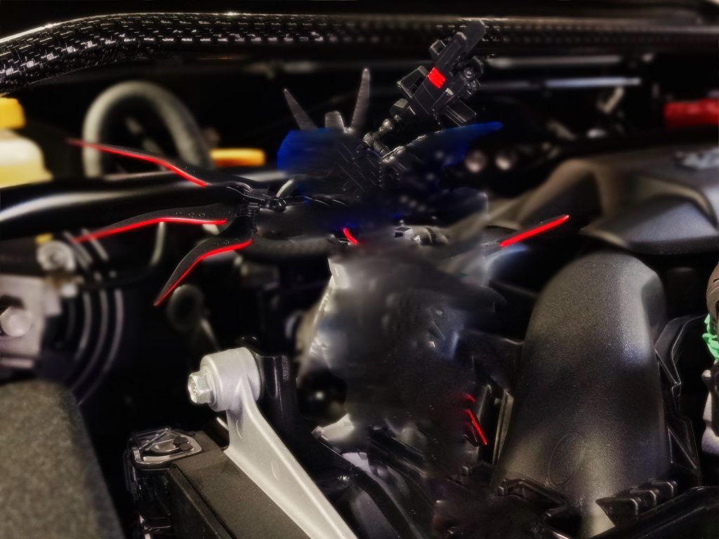 光学迷彩。
要塞内の動力部で戦闘!のイメージ。
車のエンジンルーム(笑)