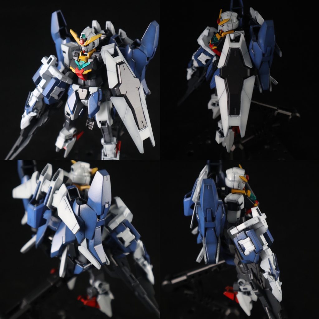 スーパーコアぐるりと。
基部後方だけ余ります。
なんとなくAGE-2っぽくもあるとか思ったり。
そのまま付けてるパーツも結構あります。
こちらもやはり塗膜に気を使います(´×ω×`)
バックパックはアースリィ付属のジョイント2個をつなげて基部とし、腕と足をメインに構成。ウィングは磁石で付いてます。
本来のバックパックは腰へ。
某ブログのレビュー見て「はぁ、なるほど」って。
あまり意味もなければ根拠もないですがこれはこれで楽しい。