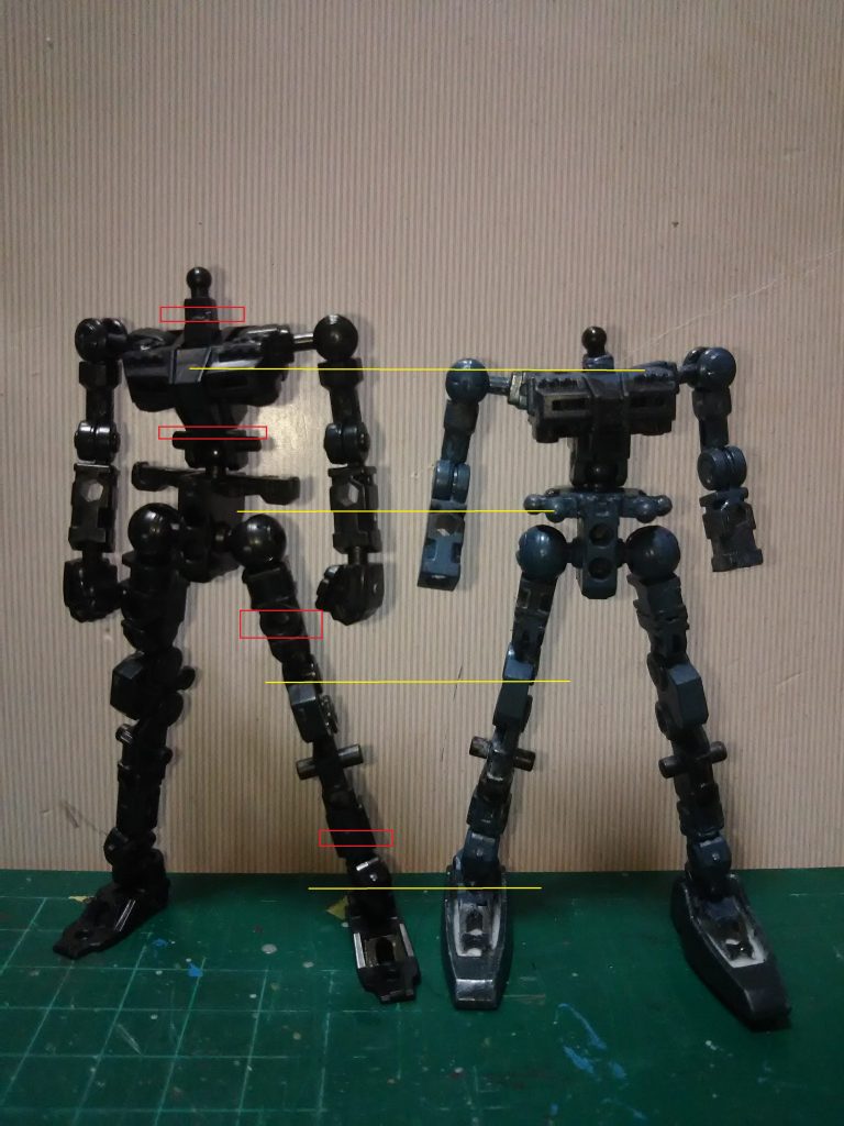 ウエストとモモ、スネ、首で全高を抑えました。