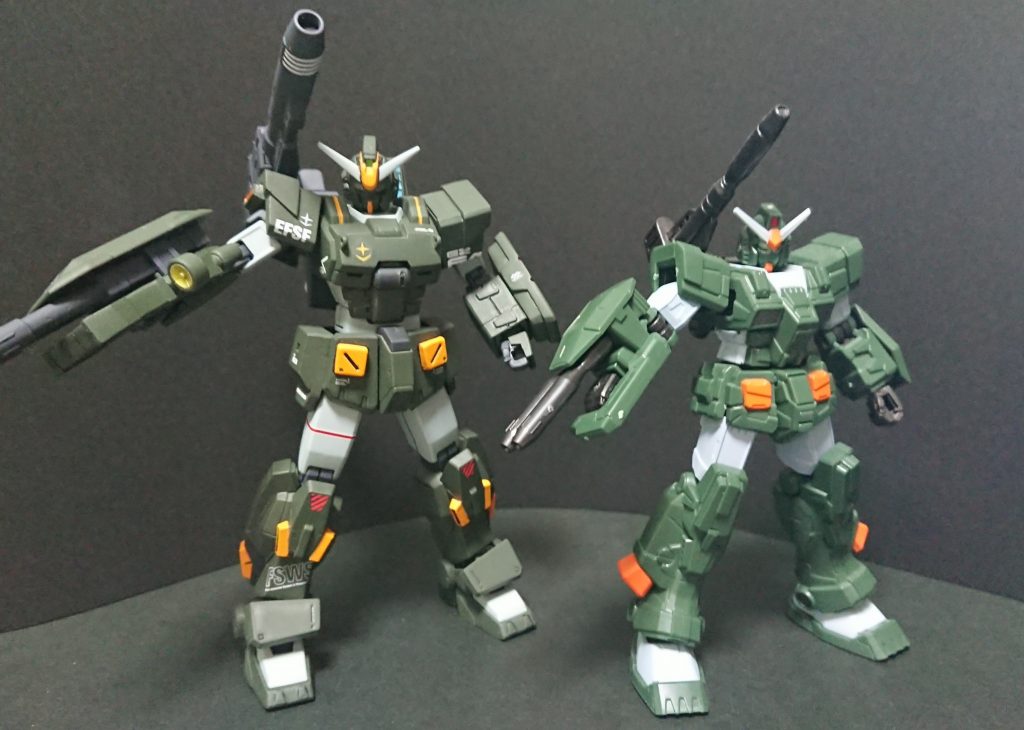 最後に食玩Gフレームのフルアーマーガンダムと2ショット。