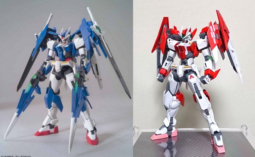 元キットと比較するとこんな感じ
クアンタの膝裏当てを持ってきてプレーンになりすぎないようにしました