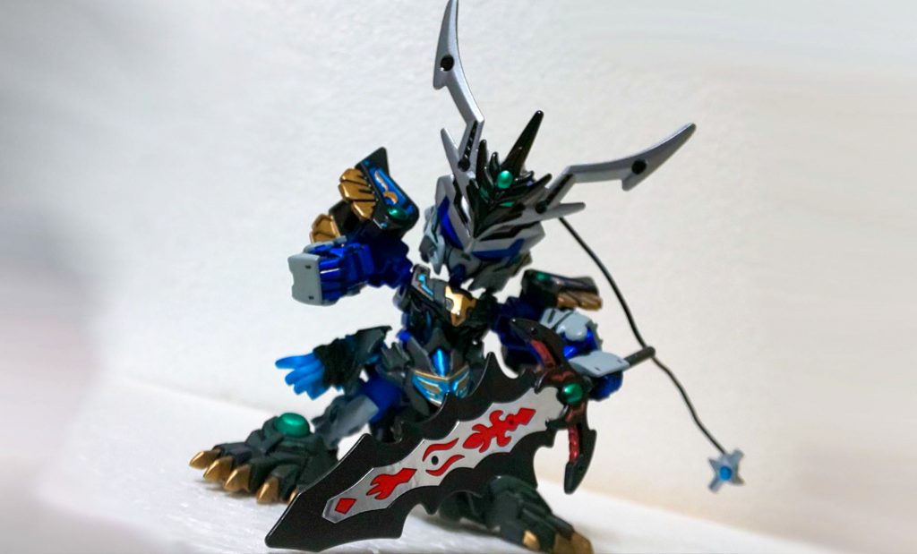 やったぜ!楽進ガンダムver.Nのポーズをセルフリスペクト(左右逆でした)。