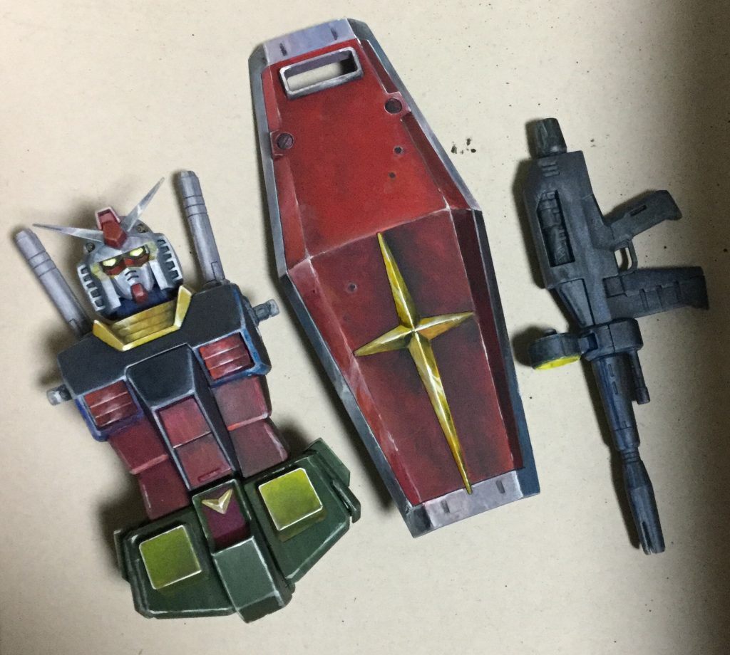 シールドとマシンガンを組んで塗りました