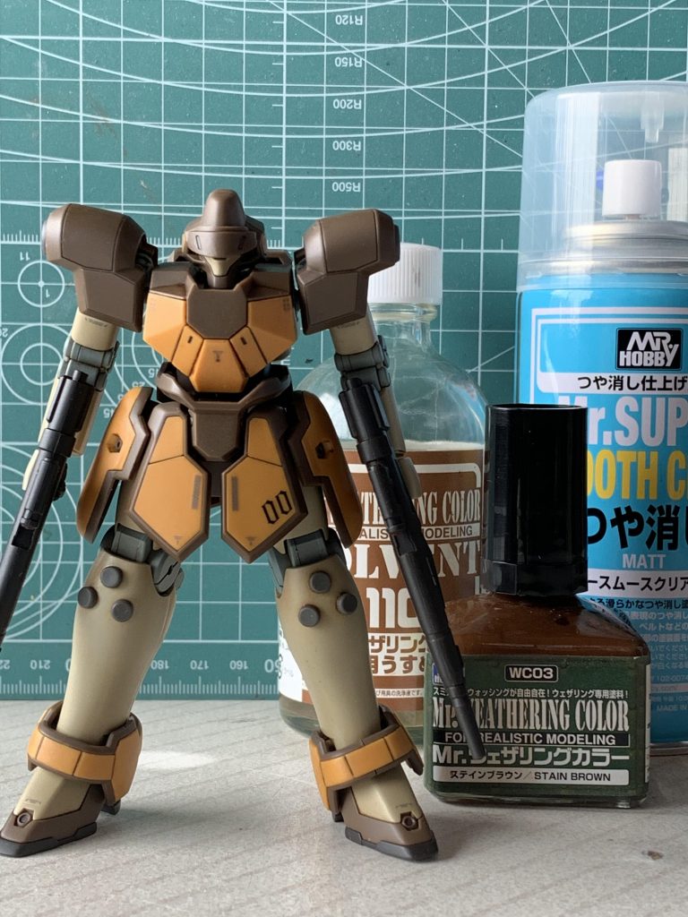 艶消し後ウェザリングカラーでウォッシングしてもう一回艶消し