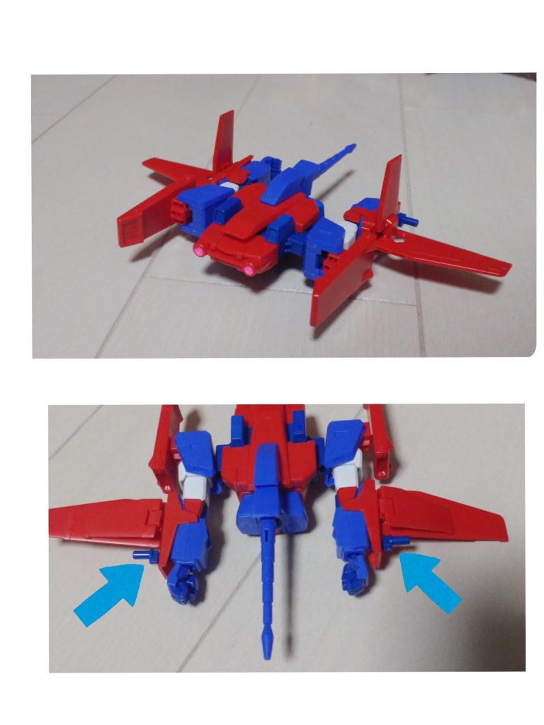 機体名:トライマリン
ウミトライオンをコアトップの様に変形させ、目をピンクで塗り、両腕に合体ジョイントをマウントできる穴をピンバイスで開けました。
