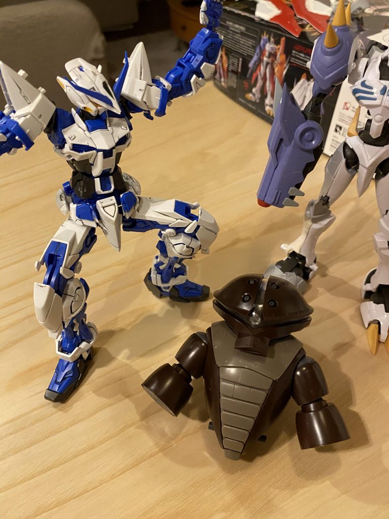 ガンダムに理解がない嫁だったので、初めてアッガイを見た時は形と色合いにドン引きされて泣きそうになりました😭😭😭
