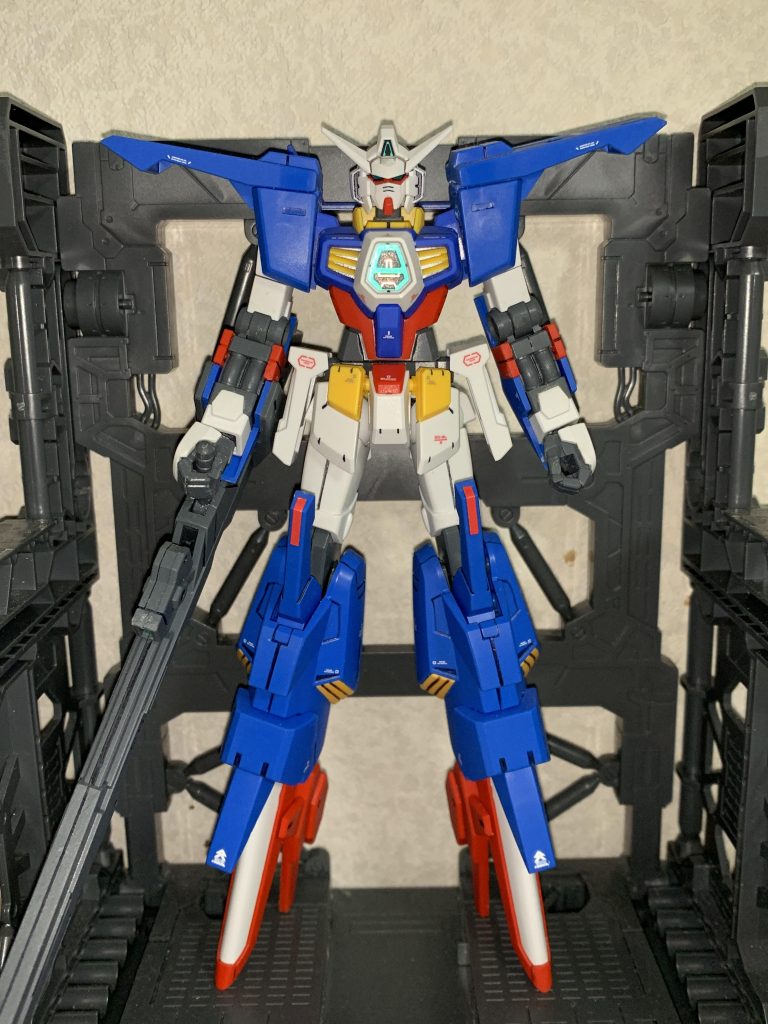 正面
AGE1の胴体にZZⅡの手足をつけたものですがこれだけでも以外と合うのが凄い