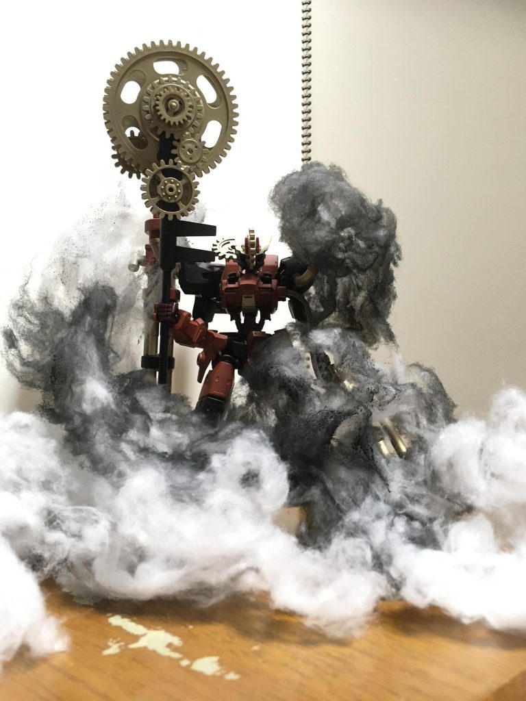 綿を使用して蒸気を再現