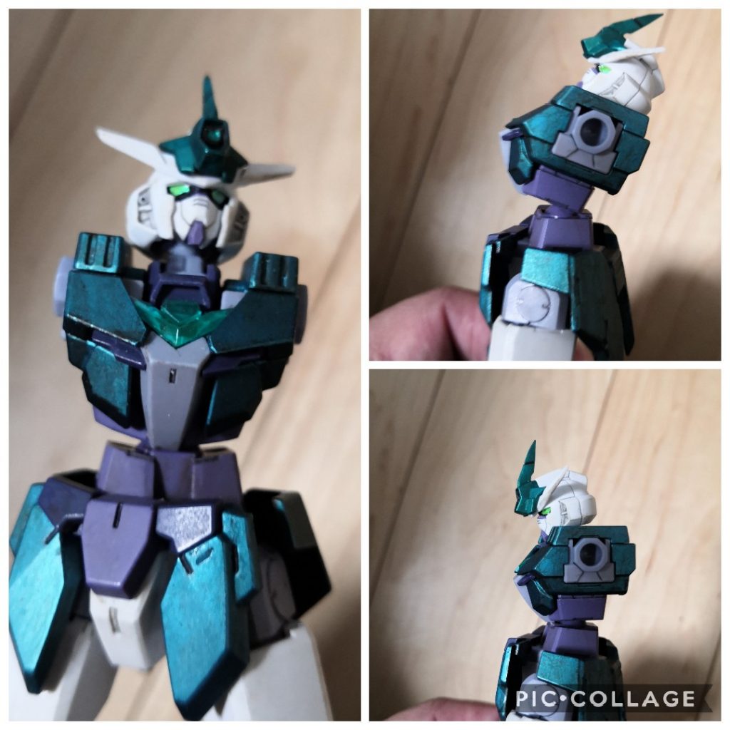 少しスキマが空きますが腕とバックパックが付けば殆ど気になりません。
ボールジョイントを追加したことで
前後にかなり動かせるようになりました。