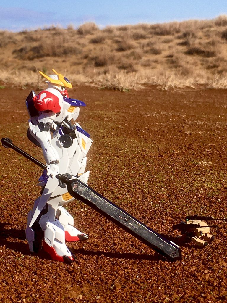 白砂の鳥取砂丘でも火山帯の箇所があるから多少は火星っぽい雰囲気は出せてるかと。モビルワーカーもそのままだと軽くて風で飛ばされそうなのでパテで中を埋めて重量増してます。