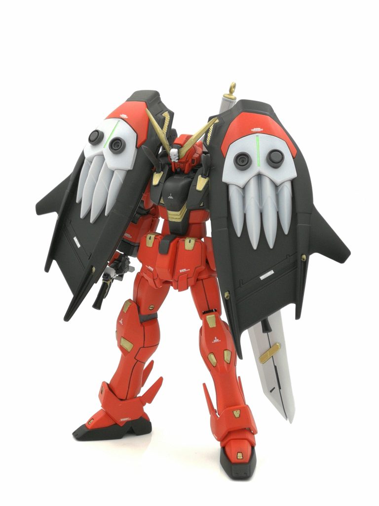 名前の｢X｣は｢エクス｣と読みます。そしてエクスプロージョン=爆発です。
カラーリングは鬼のようなイメージで赤。

バインダーはドクロに見立て、スラスター·Iフィールド·拡散メガ粒子砲装備という設定です。フルクロスを参考にしました。
胸にはヒートダガー装備です。(使い方は射出したり？)