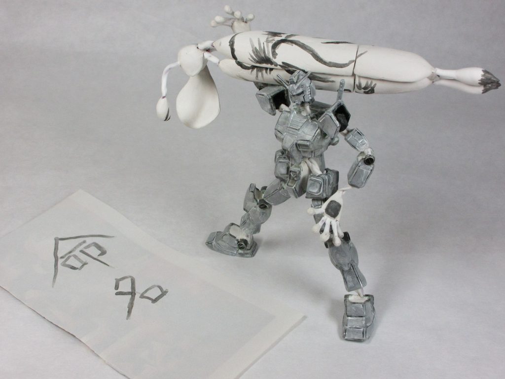 「ネーミングユニット」
１００円ショップで購入した粘土とアルミ線で作製しました。