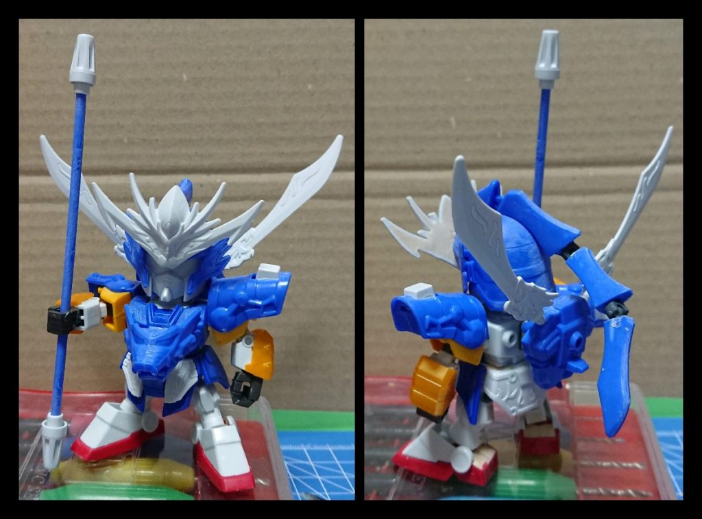 ベースは*劉備*、脛は*曹操*、腕装甲は*孫権*、肩は*周瑜*から持ってきました。
あとは切ったり貼ったりヤスったり。
兜の尾はボールデンアームズのパーツで接続したので、少し動きを付けられるようになりました。