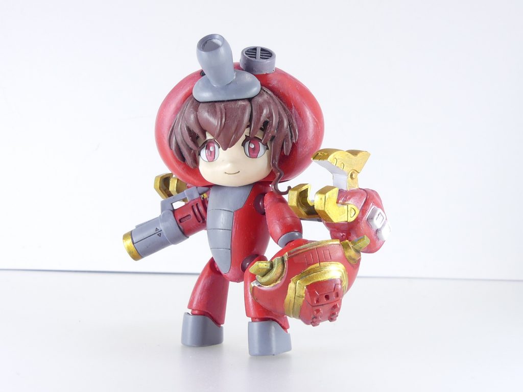 【ガンプラデータ】使用キット：HGPG きゃらっがいサラ（900円）SDGジェネ　ゲーツバウンド・ドック（400円）旧キット　ハイゴッグ（700円）ELダイバー・サラハチ：GBN内に存在する多数の「ELダイバー」のうち、サラの意匠を多く受け継ぐ個体の一人。現在はGBNのプログラムの奥底で暮らしている模様で、運営側にも関知が出来ないという。サルベージしたデータを自ら装備、移動・サルベージユニットも自分で組み上げてしまった。本体前から。ガンダムベースという恩恵を使えたので、きゃらっがいサラをベースに旧キットとSDガンダムを使った３キット構成。右腕はバウンド・ドックのメガ粒子砲、Gジェネでの増加パーツであるＭＡ形態の腕といろんなもので武装しています。