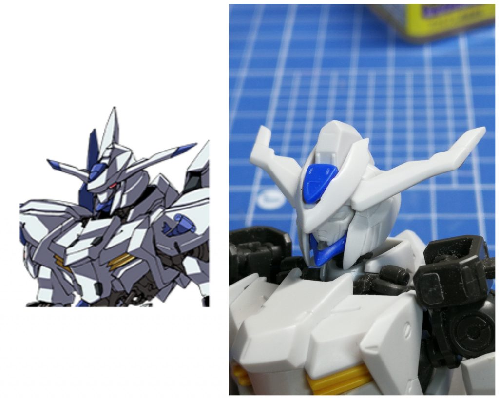 顔の改造です。ガンダムは顔が命(?)なので、なんとかバルバトス似せるよう頑張りました。