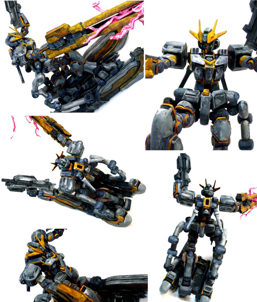 各部方向の画像まとめ。
アトラスの腕接続部分が長いので隙間が出来てしまいます。
胴体もそのままでは収まらないので
コアガンダム側の受けを穴を開けて貫通させて
ボールジョイントをカットして調整して接続しています。