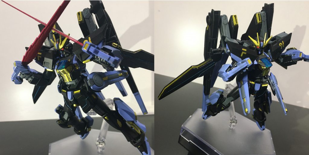 ブラストマスターのサテライトキャノンに付属しているビームソードとビームピストルで接近戦。腰につけてあるビーム砲でも射撃の補助