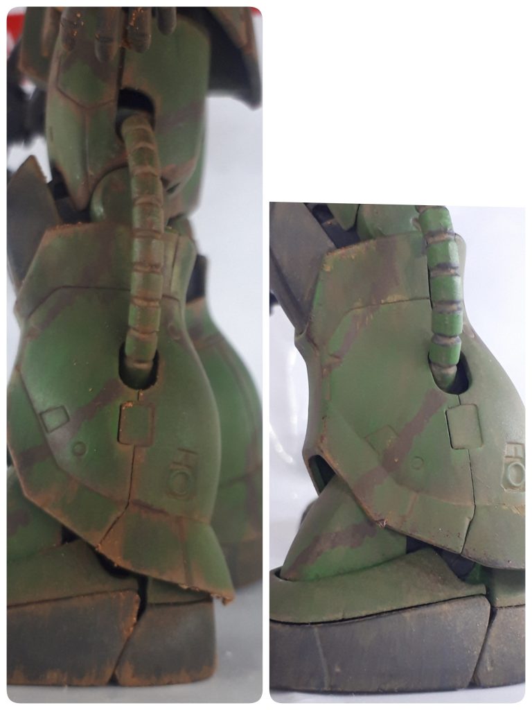 向かって右側が当初の汚し　だったのですが今回は　もっと大胆に‼　汚してみました。