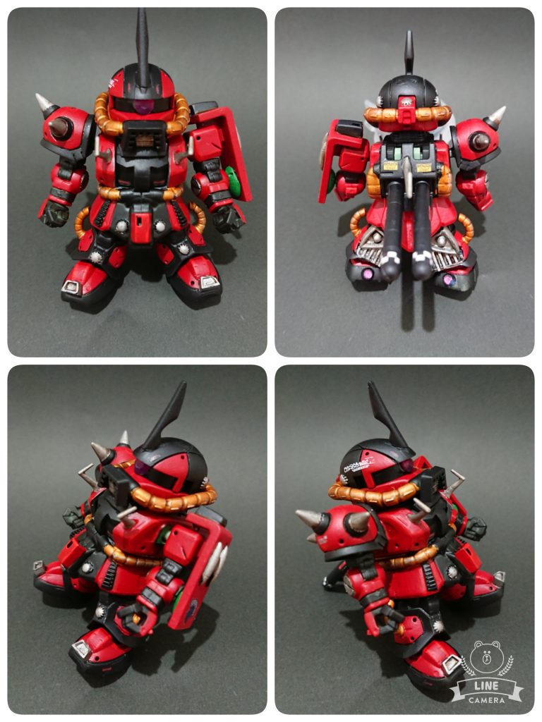 全体的にシタデルカラーのブラックサーフェーサーをふり、部分的に残しています!( ゚Д゚)ゞ
ベースレッドでまとめています!( ゚Д゚)ゞ