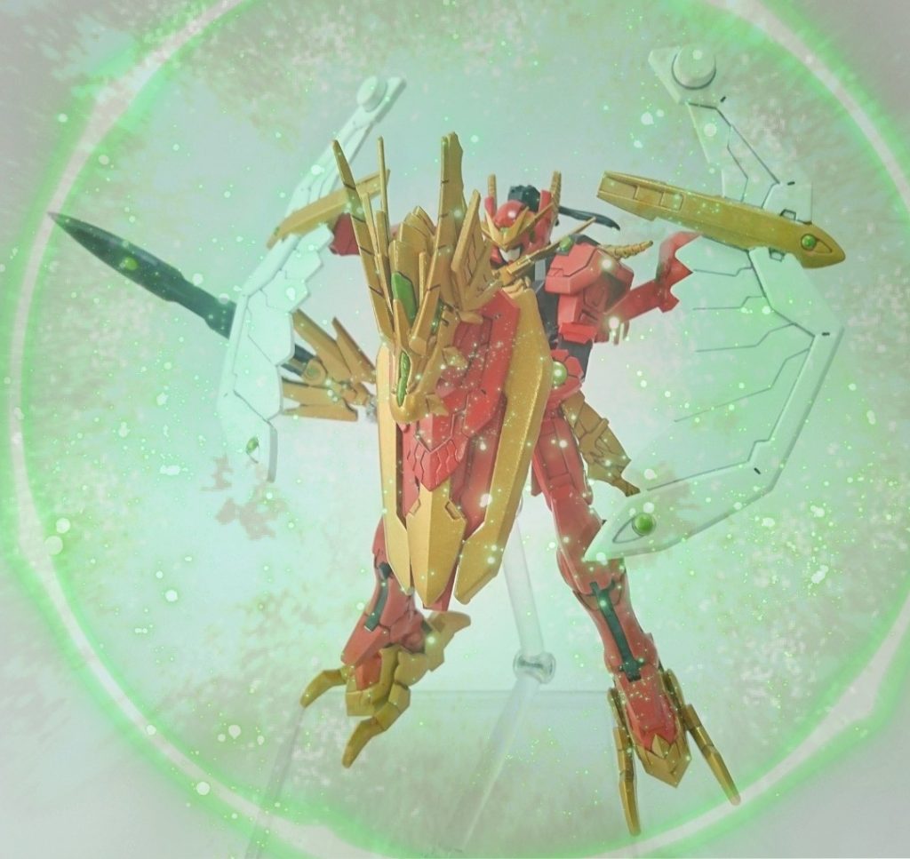 オリジナル要素としてウイングを可動させGNフィールド展開