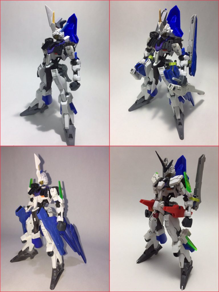 制作段階3「完全体」笑。この頃は、大分スタイリッシュにまとめることが出来ていました。胴体をガンダムフレームにした事で引き締まった感じになったので良かったです(ガンダムフレームは神。)ただ角の形態がなかなか定まらず「こっちもいいな、いやでもさっきのも…」と凄く悩ましかったです。今でも全部の角の形はいいなと思いますw
