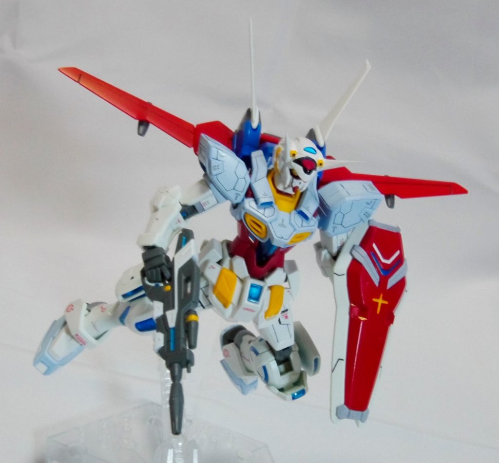 【大気圏用パック―突撃】
胴体の赤はシャアレッド、ウイングはガンダムレッドです。
色の質感を変えてみました。