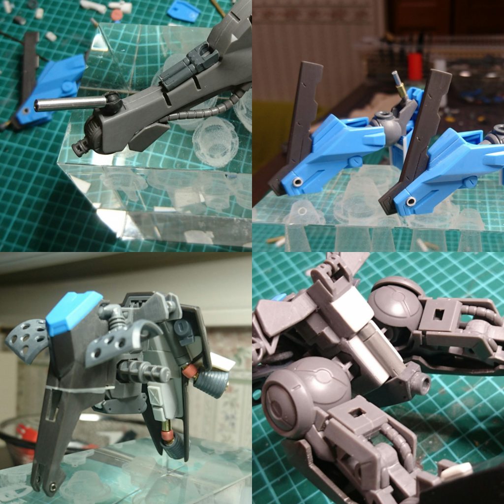 足回りのディテールアップです。真鍮パイプでシリンダーぽいのを再現したりしてます。