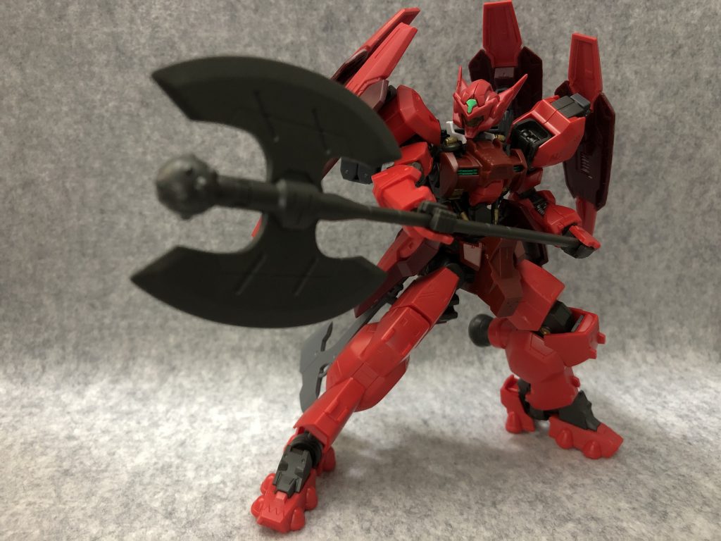 「GNトマホーク」
鉄血MSオプションセット3のグシオンアックスを2つ使用してトマホークにしました。