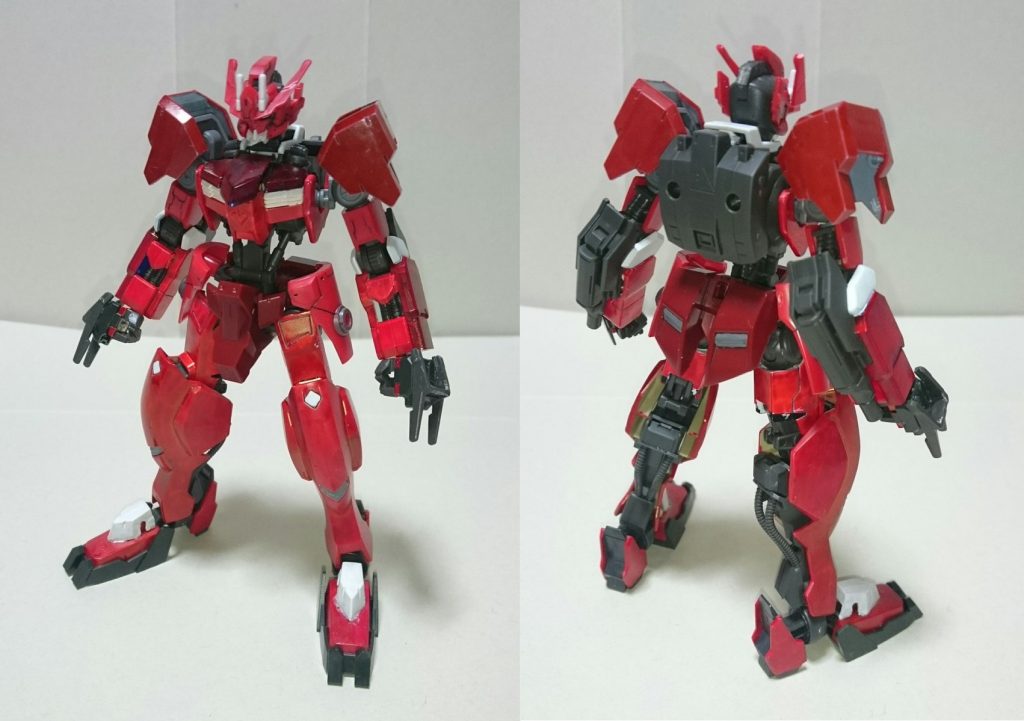 使用したキット
ガンダムアスタロト・オリジン(素体)
ガンダムバルバトス(胸、太もも、腕)
ガンダムグシオンリベイク(膝から下)
ガンダムグシオンリベイクフルシティ(手首)
グレイズ(肩)
ビルドバーニングガンダム(炎エフェクト)
漏影(金棒)
その他ジャンク