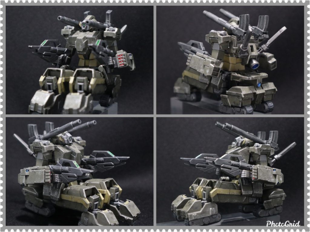 無限軌道状態。首を前に倒すことでフェイスを隠してます。マシンキャノンは若干改造して弾倉も追加してます。