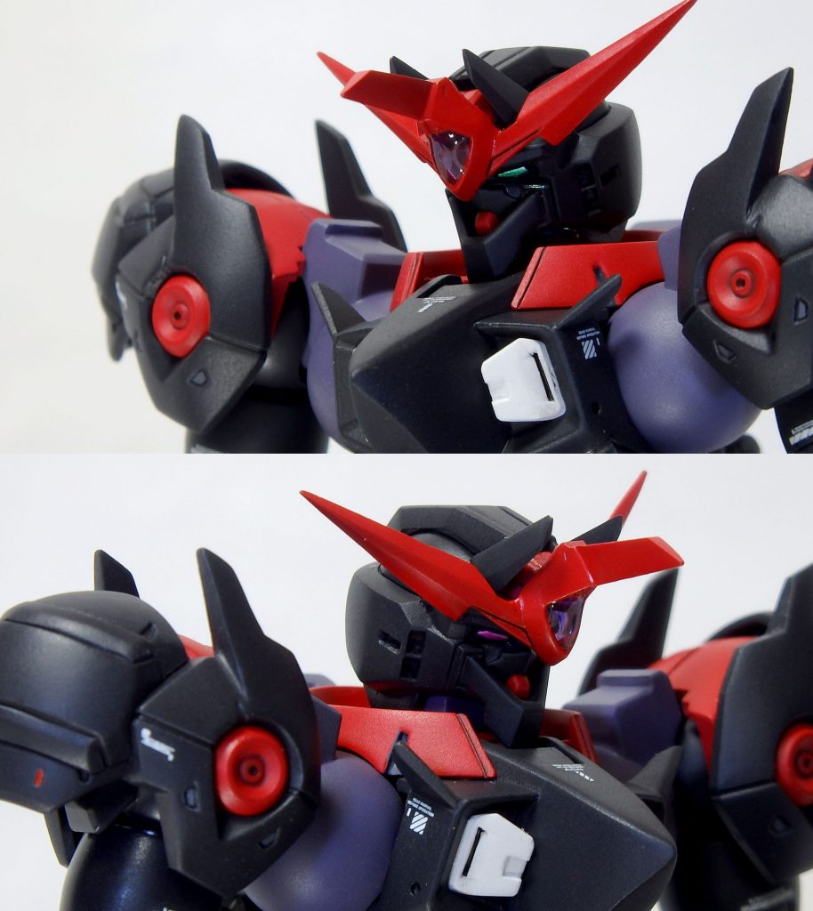 ~BUST UP~
ツインアイはオッドアイ仕様。右目はマゼンタ、左目はグリーンになっておりG-テンペストの異質さが如実に現れている部分である。