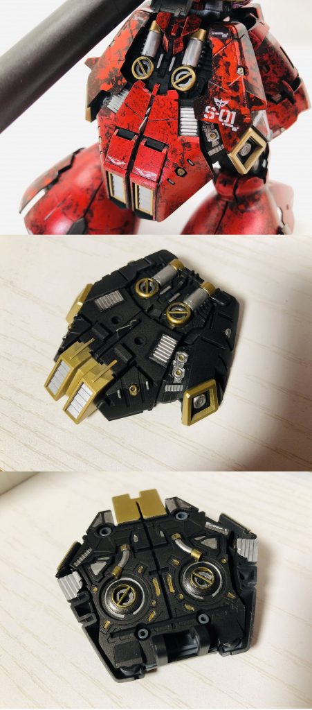 リアアーマー

見えなくなるとは言え、単色も寂しいのでできる範囲で塗装しました。これだけでも情報量が全然違う。